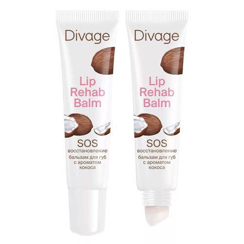 Lab uchun balzam Lip Divage Rehab Balm kokos aromati bilan