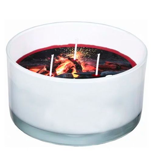 Xushbo'y sham SPAAS 3 ta pilig bilan Glass 3-wick white Fireside warmth