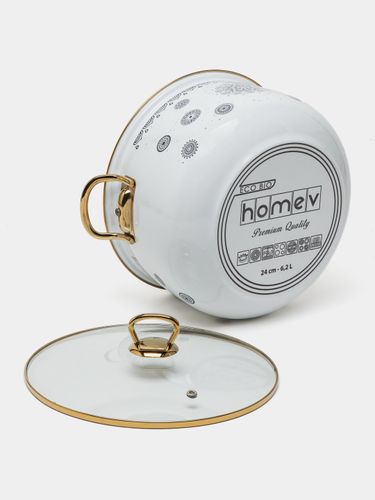 Кастрюля HomeV Gold 030075, 6.2 л, купить недорого