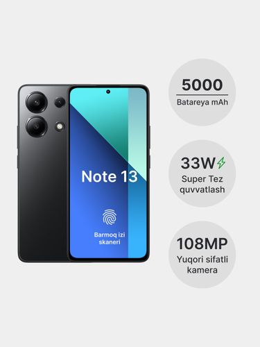 Smartfon Xiaomi Redmi Note 13, Midnight Black, 6/128 GB, купить недорого