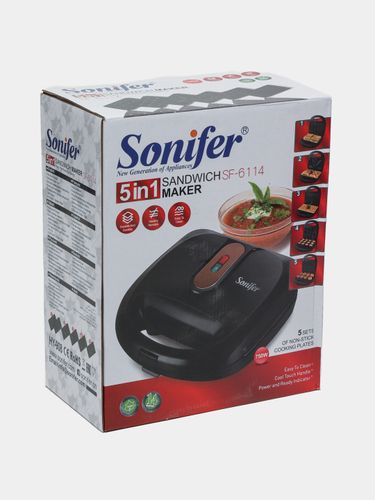Сэндвичница 5in1 Sonifer SF-6114, Черный, купить недорого