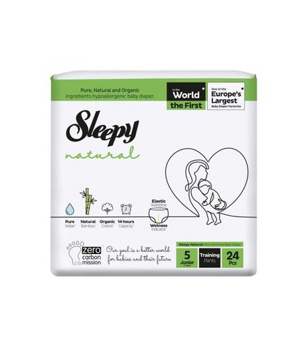 Детские подгузники-трусики Sleepy Natural Pants №5 11-18 кг, 24 шт