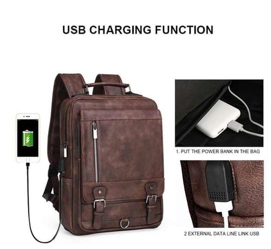 Классический кожаный рюкзак с USB портом Nona, купить недорого