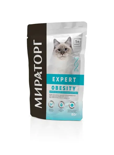 Влажный корм Мираторг expert Obesity для взрослых кошек, 80г