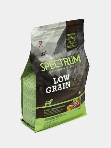Сухой корм Spectrum Low Grain для собак мелких пород, утка с тыквой, 2.5 кг, купить недорого