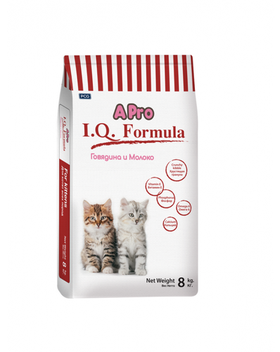 Сухой корм APro I.Q. Formula для котят с говядиной и молоком, 8 кг
