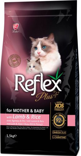 Сухой корм Reflex Plus с ягнёнком и рисом для кормящей кошки и котёнка, 15 кг