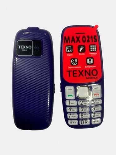 Телефон Texno Max 021S, Синий, купить недорого