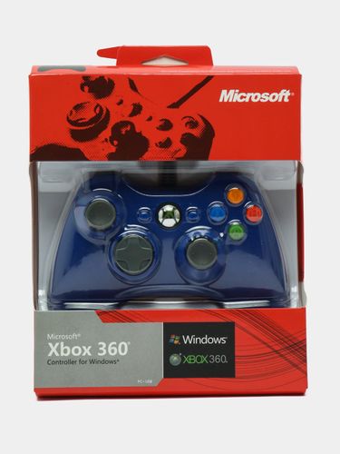 Геймпад проводной для Xbox 360 и компьютера, Синий