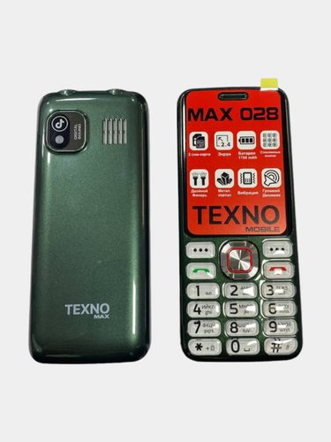 Телефон Texno Max 028, Зеленый, купить недорого