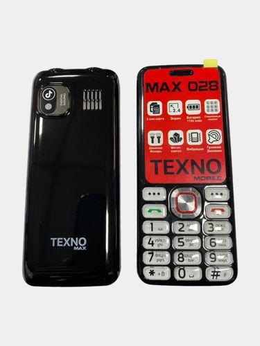Телефон Texno Max 028, Черный, купить недорого