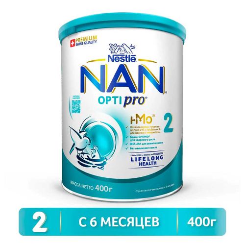 Молочко детское Nestle NAN 2 OPTIPRO с олигосахаридами 2'FL, c 6 месяцев, 400 г