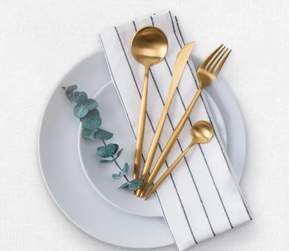 Набор столовых приборов Xiaomi Maison Maxx Stainless Steel Modern Flatware Set, Позолоченный, фото