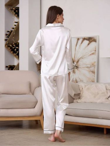 Атласная классическая пижама Maysar 000104, Белый, купить недорого