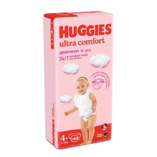 Подгузники Huggies Ultra Comfort 4+, 10-16 кг, 68 шт, Белый