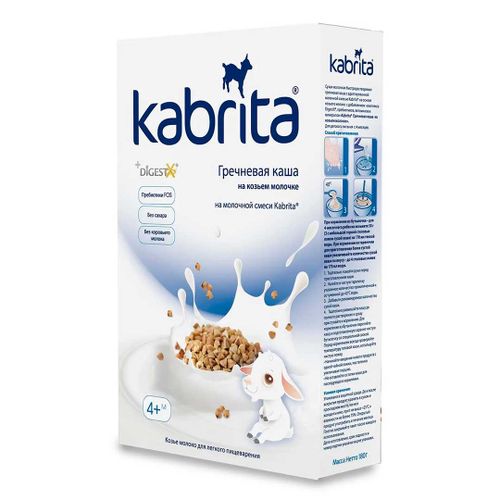 Grechkali bo'tqa Kabrita echki sutida KB345, 4+ oy, 180 gr, Rang-barang