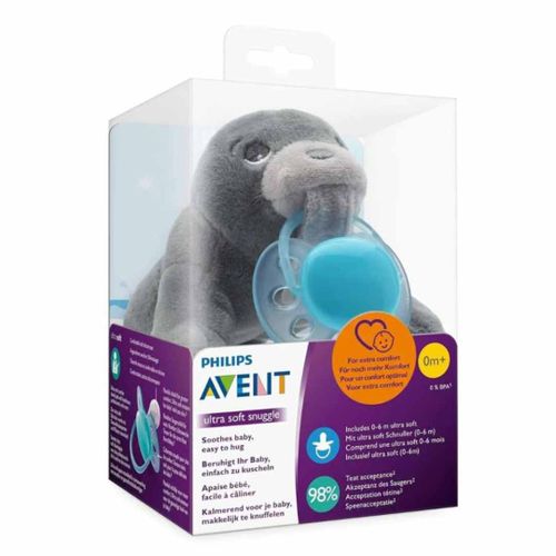 Плюшевая игрушка Philips Avent Ultra Soft с пустышкой SCF348/13, Серый