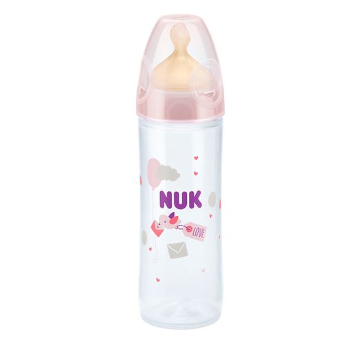 Бутылочка NUK Латекс Птичка NK383, 6+ меc, 250 мл, Розовый