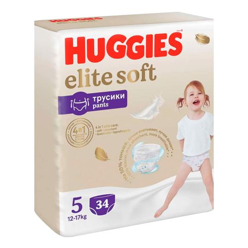 Трусики-подгузники Huggies Elite Soft 5, 12-17 кг, 34шт, Разноцветный