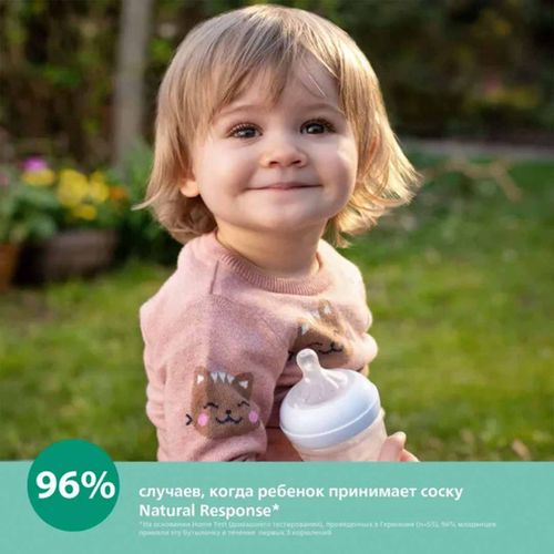 Бутылочка Philips Avent Natural Response стеклянная SCY930/01, 0+мес, 120мл, Разноцветный, O'zbekistonda