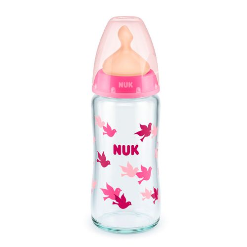 Бутылочка стеклянная NUK First Choice+ NK751, 0-6 мес, 240 мл, Розовый