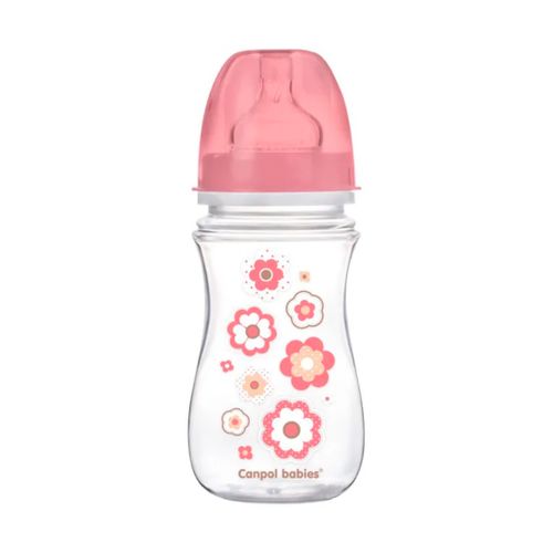 Бутылочка Canpol Babies EasyStart цветочки СВ168, 3+ месяцев, 240мл, Розовый