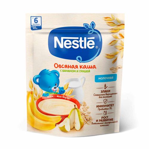 Каша молочная Nestle овсяная груша-банан, с 6+ мес, 200 гр