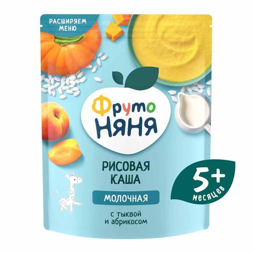 Guruchli bo'tqa FrutoNyanya qovoq va o'rik bilan sutli, 5+ oy, 200 gr, купить недорого