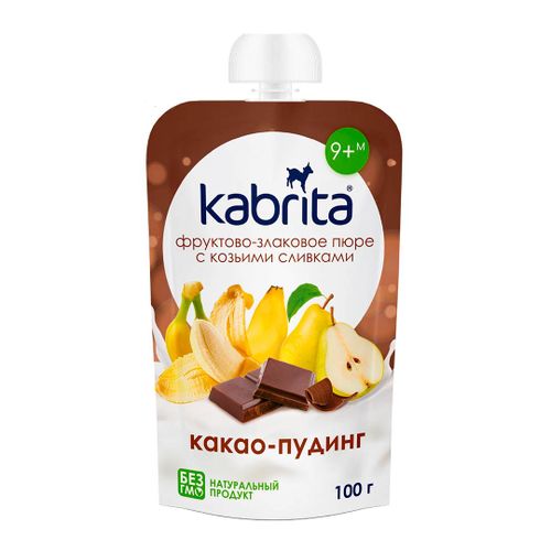 Kabrita Фруктово-злаковое пюре, какао пудинг, 9+ месяцев, Белый
