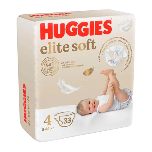 Подгузники Huggies Elite Soft 4, 8-14 кг, 33 шт, Белый