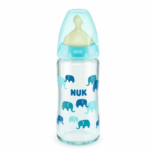 Бутылочка стеклянная NUK First Choice+ NK386, 0-6 мес, 240 мл, Голубой
