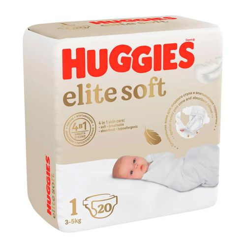Подгузники Huggies Elite Soft 1 Kod453, 3-5 кг, 20 шт, Белый