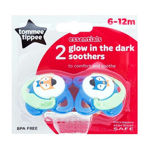 Пустышка Tommee Tippee 2 glow in the dark soothers 2486ТТ, Синий