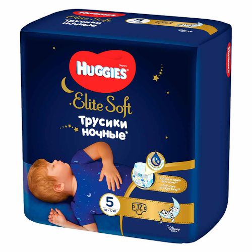 Трусики-подгузники Ночные Huggies Elite Soft 5, Разноцветный