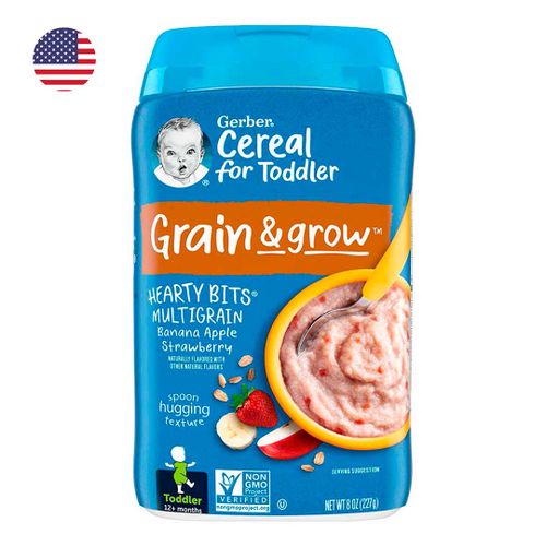 Каша Gerber Ceral for Toddler Grain & grow цельнозерновая банан клубника, с 12+ мес, 227 гр