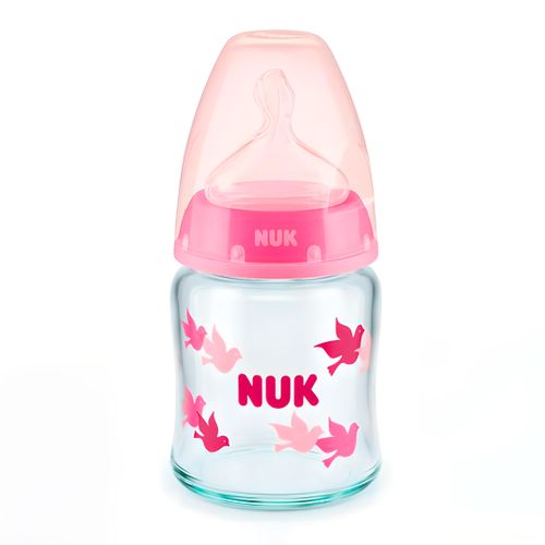 Бутылочка стеклянная NUK First Choice+ NK775, 0-6 мес, 120 мл, Розовый