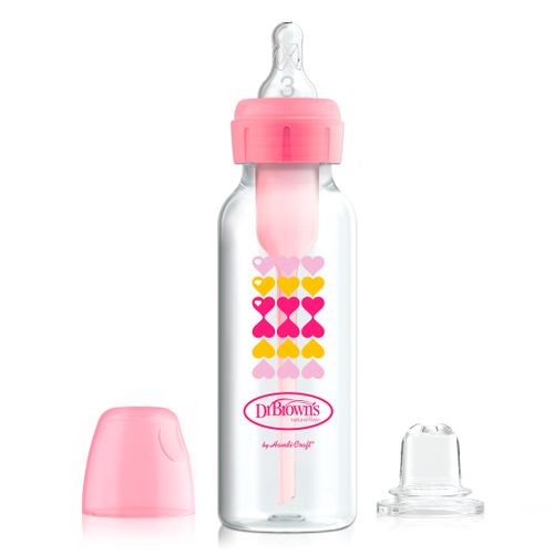 Бутылка DrBrown's Options+ Anti-colic с носиком для питья сердечки ВС582, 6+ мес, 250 мл, Розовый