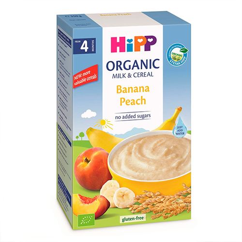 Каша HiPP Milk Pap молочная рисовая каша с бананом и персиком, 4+ мес, 250 гр
