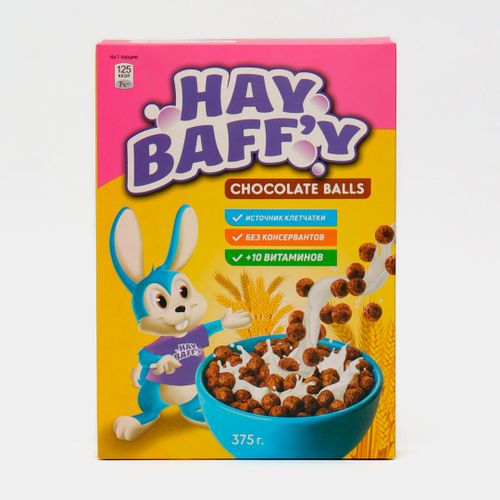 Готовый завтрак Hay Baffy шоколадные шарики HB395, 375 гр, Разноцветный