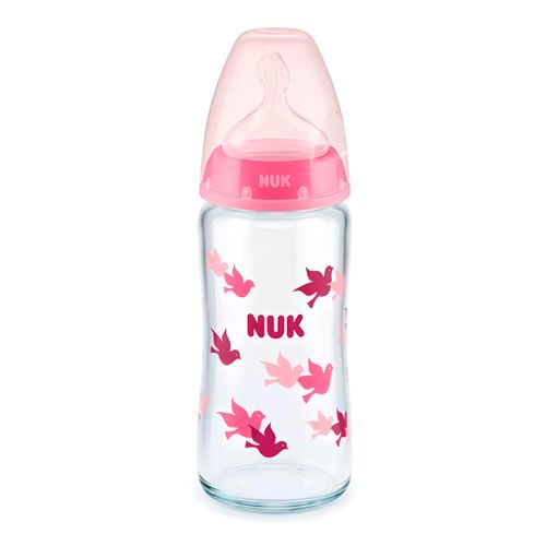 Бутылочка стеклянная NUK First Choice+ NK720, 0-6 мес, 240 мл, Розовый