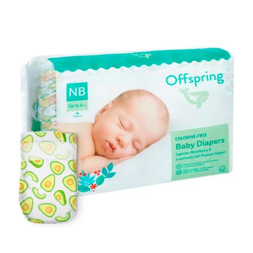 Подгузники Offspring Авокадо, NB (2-4 кг), 56 шт, Зеленый