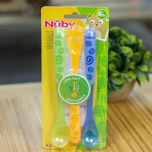 Ложка Nuby с изогнутой длинной ручкой ID5377, 6+мес, 3шт, Разноцветный