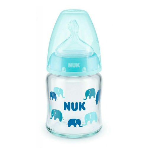 Бутылочка стеклянная NUK First Choice+ NK379, 0-6 мес, 120 мл, Голубой