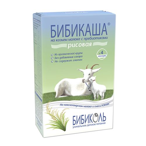 Каша Бибиколь на козьем молоке рисовая, 4+ мес, 200 гр