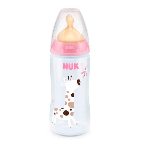 Бутылочка NUK First Choice+ Латекс Жираф NK843, 0-6 мес, 300 мл, Розовый