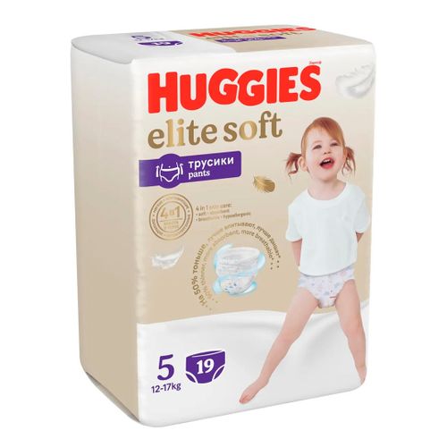 Трусики-подгузники Huggies Elite Soft 5, 12-17 кг, 19 шт, Разноцветный