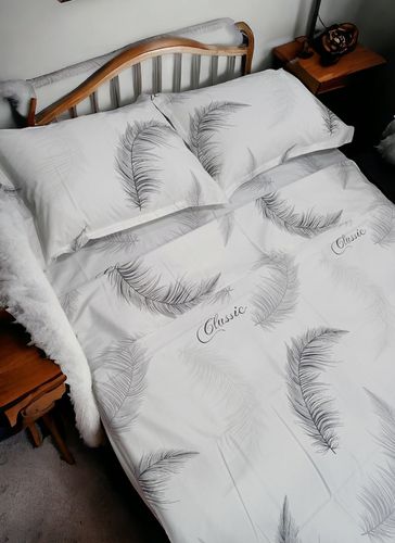Постельное белье двуспальное Linens 10055, 200х220 см, Серый
