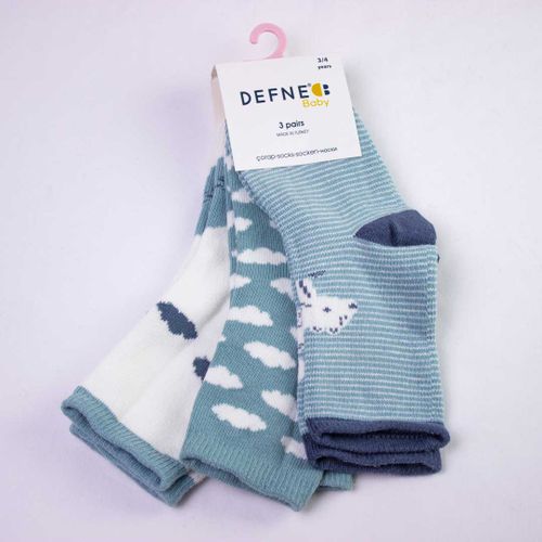 Набор носков Defne Baby 3 пары Капибара Облачки Мишки DFN3-K024-22A, Синий