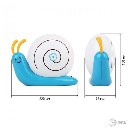 ЭРА Светильник-ночник Эра NLED-405 улитка ERA000860, Синий, фото № 4