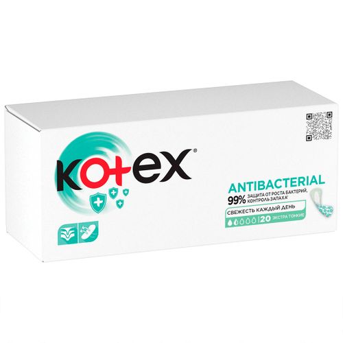 Ежедневные прокладки Kotex Antibacterial Экстра тонкие, 20 шт